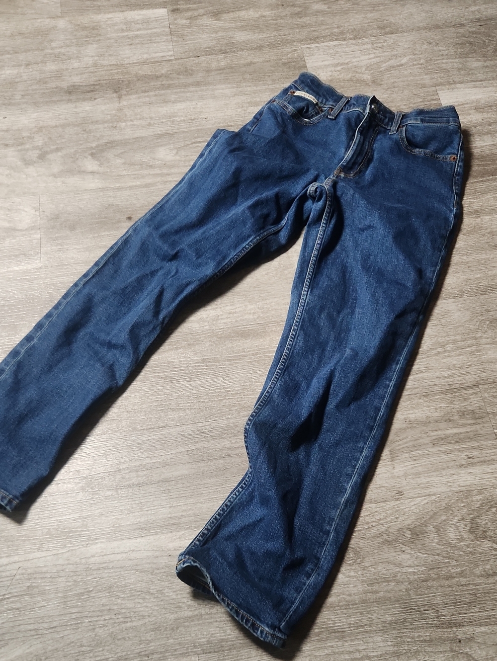 Womens Calvin Klein Dark Blue Straight Leg Jeans